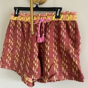 Aerie High Waist Pink and Yellow Geometric Shorts
